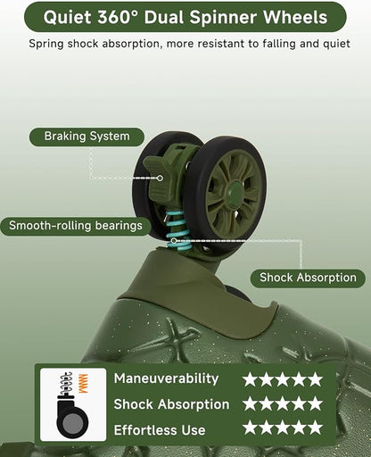 Somago Expandable 2-Piece Luggage Sets 20"/24" Suitcases with Shock-Absorbing Braking Spinner Wheels Moon Star Design Hard Shell Suitcase with Cupholder TSA Lock (Army Green,Expandable 20/24 Inch)
