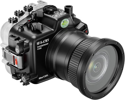 Sea frogs Underwater Camera Case Compatible with Sony A7RV for FE 28-70 F3.5-5.6 OSS Lens IPX8 40m/130ft Maximum Diving Depth A7R-5 Waterproof Camera Housing for Diving, Surfing, Rowing, Skiing A7R-V