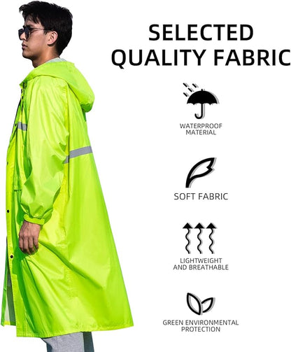Coralrain Long Hooded Raincoat Safety Waterproof Emergency Rain Jacket Poncho for Men Women Adults