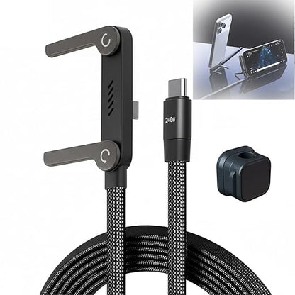 2-in-1 Invisible Holder Charger Cable, Charge Stand 2 in 1 Cable, Invisible Stand Charging Cables, Fast Charge USB C 90 Degree Cables, Multi-Functional High Speed for Gaming