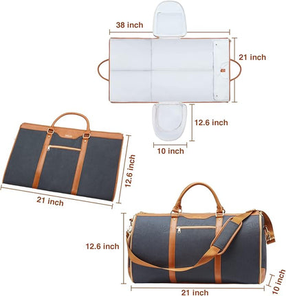 Carry On Garment Bag for Travel with Shoulder Strap, Convertible Duffel Suit Bag for Men, Waterproof Weekender Overnight Bag with Shoe Compartment, Business Trip Suit Carrier