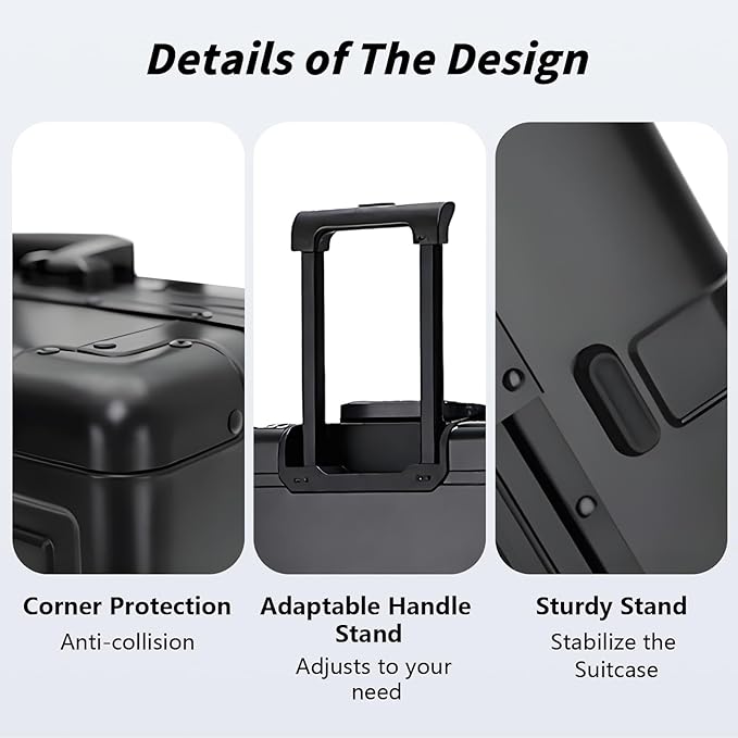 Simcat All Aluminum Carry On Luggage, 20 Inch Hard Shell Zipperless Luggages，Airline Approved Suitcase with TSA Lock and Silent Wheels (Black,20inch/56.5x21.5x39.5cm)