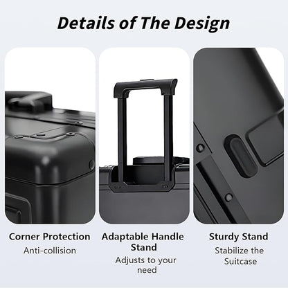 Simcat All Aluminum Carry On Luggage, 20 Inch Hard Shell Zipperless Luggages，Airline Approved Suitcase with TSA Lock and Silent Wheels (Black,20inch/56.5x21.5x39.5cm)