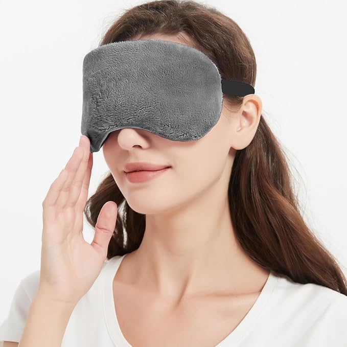 Microwave Heated Eye Mask, Steam Warm Compress for Dry Eyes, Work with Relieve, Blepharitis & Stye Treatment (Gray) - 2 Pack