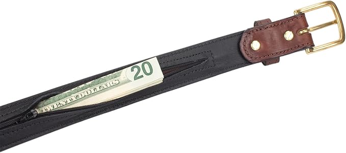 Hidden Money Pocket Travel Leather Belt