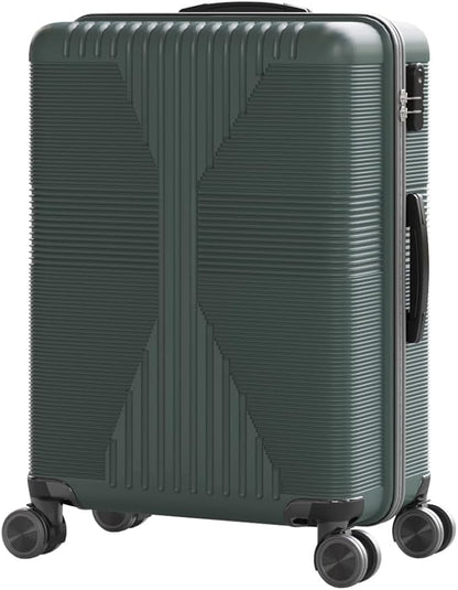 Karl home Hardshell Carry On Luggage with Spinner Wheels, Lightweight PP Hardside Small Suitcase with Built-in Lock & Smooth Zipper, 22 Inch Airline Approved, Dark Green