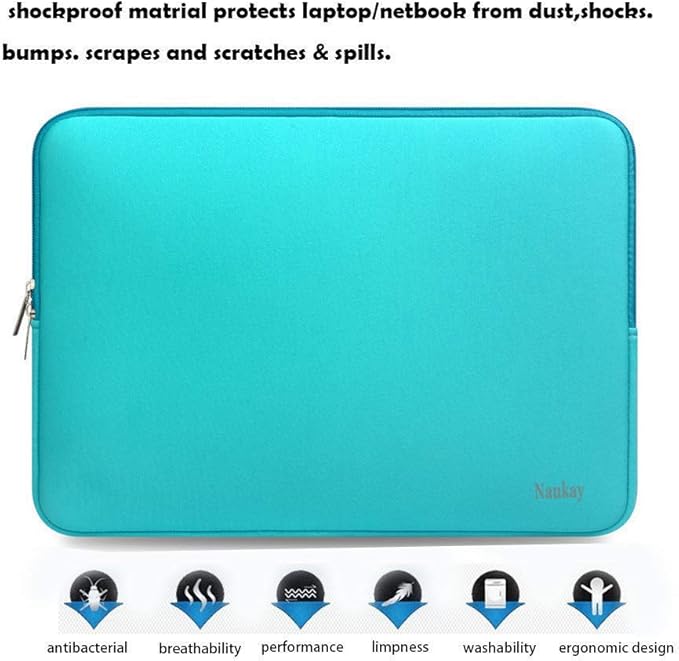 Naukay 15.6 Inch Laptop case Bag,Against dust Resistant Neoprene Notebook Computer Pocket Sleeve/Tablet Briefcase Carrying Bag Compatible 15-15.6 Inch HP/Dell/Asus/Acer/Toshiba/Fujitsu-Blue