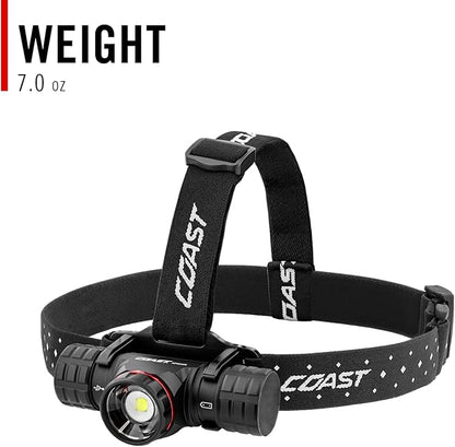Coast® XPH34R 2075 Lumen USB-C Rechargeable-Dual Power LED Headlamp withPURE Beam® Twist Focus™ and Magnetic Base