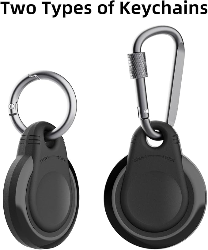 Waterproof Holder for AirTag Keychain Lock Case for Apple AirTags Keyring Durable Lightweight Cover for AirTag for Keys Kids Luggage Backpacks Pet Collar Black 4Pack