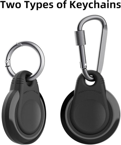 Waterproof Holder for AirTag Keychain Lock Case for Apple AirTags Keyring Durable Lightweight Cover for AirTag for Keys Kids Luggage Backpacks Pet Collar Black 4Pack