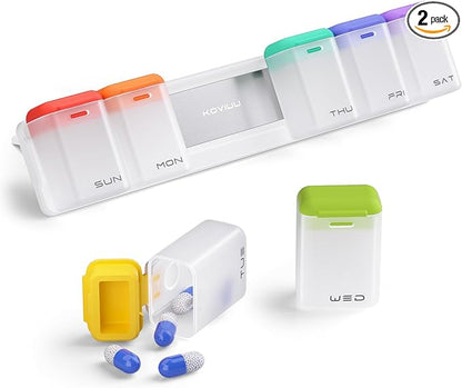 Weekly Pill Organizer Magnetic, Removable Pill Box 7 Day 1 Time a Day, Large Pill Case Travel, Week Once Daily Medication Dispenser, Medicine Container Holder for Supplement Vitamin, White