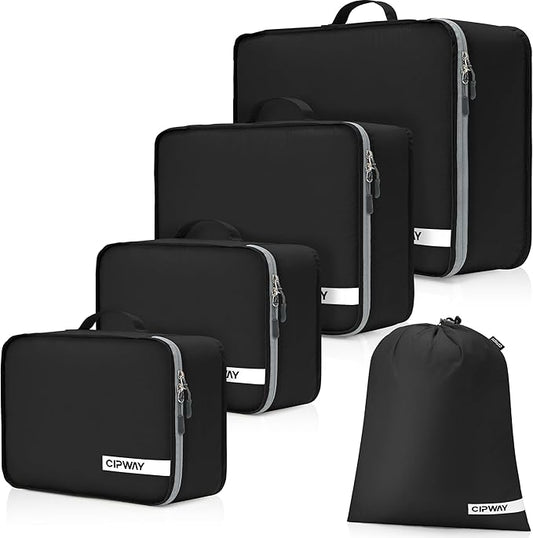 Cipway 5 Set Packing Cubes for Travel Suitcase Organizer for Accessories Luggage Carry On Suitcase Lightweight Black