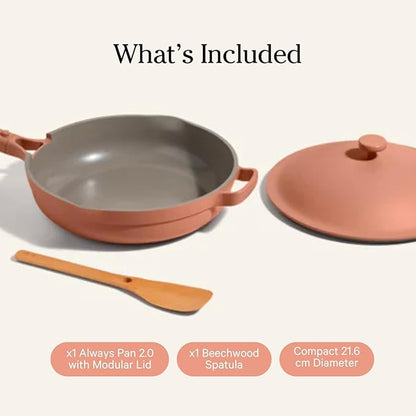 Our Place Mini Always Pan | 8.5" Ceramic Pan with Modular Lid & Beechwood Spatula | Patented 10-in-1 Nonstick, Non-Toxic Cookware Made Without PFAS | Induction & Oven-Safe up to 450°F | Spice