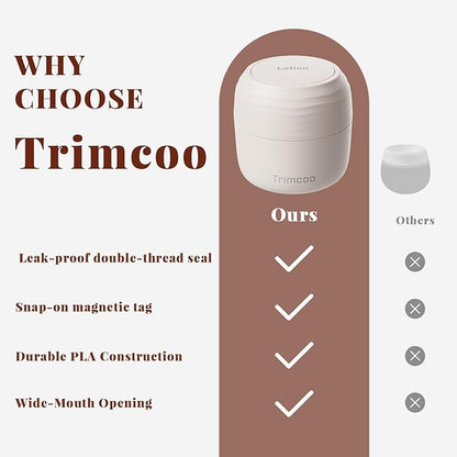 New Travel Toiletry Containers [Ultra Leakproof] TSA-Approved, PLA Hard Shell Jars with 5 Magnetic Labels, Wide Mouth Bottles for Lotion, Cleanser, Shampoo, Conditioner, Beige, 3 Pack, 1OZ