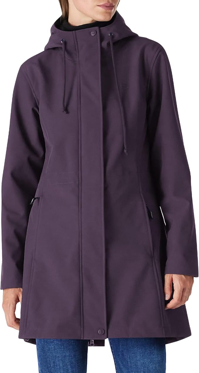 Outdoor Ventures Women's Lightweight Waterproof Fleece Lined Hooded Softshell Rain Jacket, Warm Windbreaker Long Coat