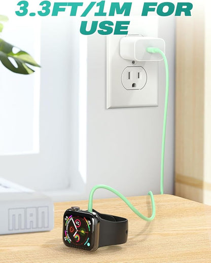 2Pack USB C for Watch Charger Magnetic Charger Wireless Portable Compatible with Watch Ultra2 Ultra Series 10/9/8/7/6/SE/SE2/5/4/3/2/1-[1m/Green]