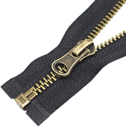 YaHoGa 2PCS #5 21 Inch Antique Brass Separating Jacket Zipper Black Metal Zippers for Jackets Sewing Coats Crafts (21" Anti-Brass)