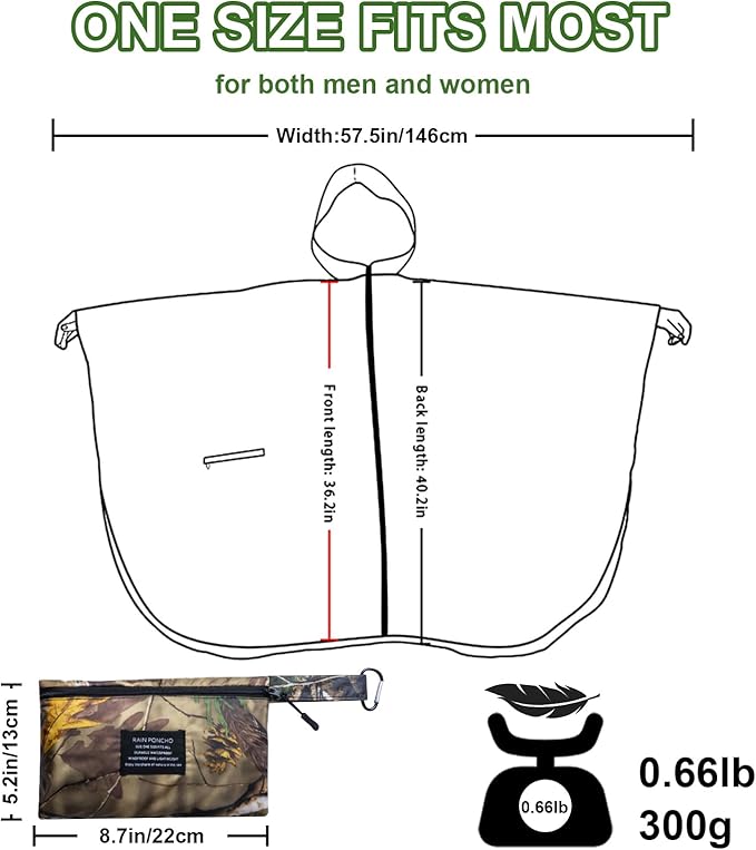 Hooded Rain Ponchos for Adult - Rain Coat and Rain Jacket with Waterproof Pocket and Zipper