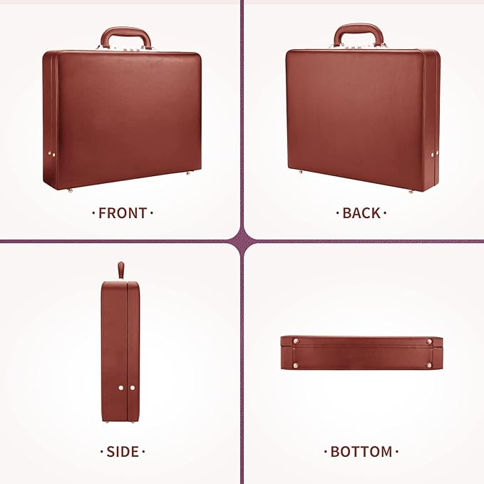 Briefcases for Men, Professional Leather Briefcase with Lock, Hard Shell Business Brief Case, Durable Executive Attache Case for Laptop Documents, Mens Hard Briefcase for Work Office Travel
