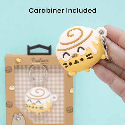 iFace x Pusheen Café Series Silicone Protective Cover [ Compatible with Apple AirTag][Cute Character Case] [Carabiner Keychain Clip Included] - Set of 4 in Gift Box