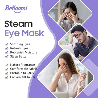 Steam Eye Mask, 10 Packs Heated Eye Mask, Self Heating Disposable SPA Warm Compress for Eyes Sleep Mask, Travel Essentials & Relaxation Gifts, Stocking Stuffers (Lavender Scent)