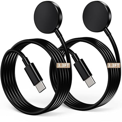 2 Pack USB C for Samsung Galaxy Watch Charger Compatible with Watch 8/8 Classic/Ultra/7/6/6 Classic/5/5 Pro/4/4 Classic/3/Active/FE Magnetic Fast Charging Dock Accessories 3.3FT