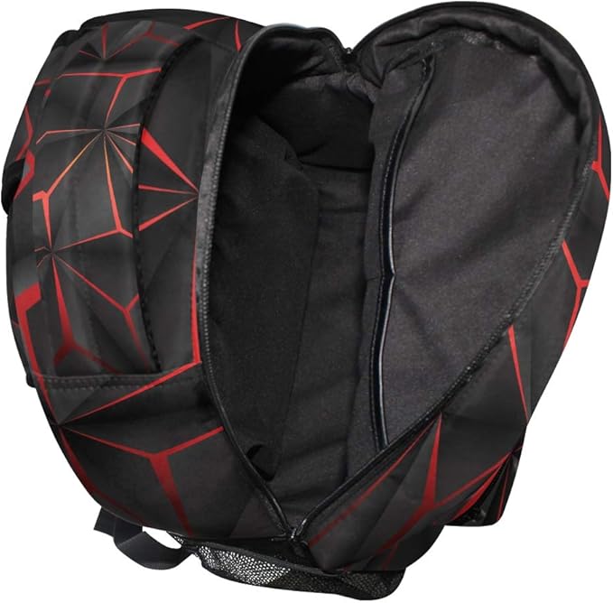 ALAZA 3D Geometric Black Polygon Red Futuristic Large Backpack Personalized Laptop iPad Tablet Travel School Bag with Multiple Pockets
