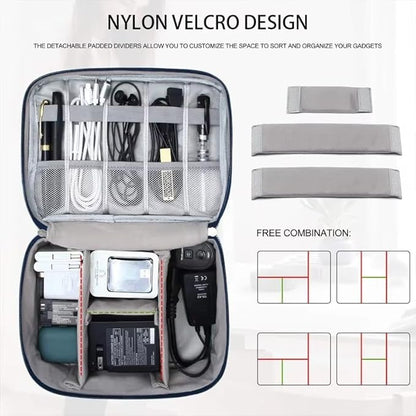 Travel Cable Organizer Bag for Electronics Accessories Portable Tech Carrying Large Storage Case for Charger, Cord, Power Bank, Hardware Waterproof (1PCS) (Red)