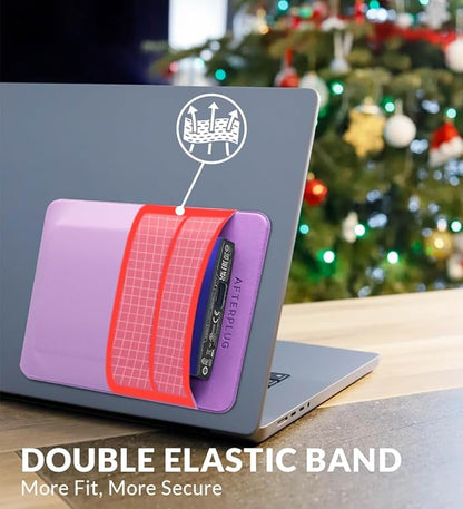 2-Pocket Adhesive Pouch for Laptop, Compatible with External 2.5" HDD, SSD, Magic Mouse, USB Cable and More - Lilac Purple