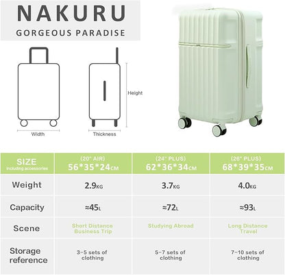 20 Inch Hardside Carry-On Luggage with Spinner Wheels, TSA Lock, Double Zippers, Thick PC Shell, Lightweight Travel Suitcase for Business, Weekend, and International Trips(Green)