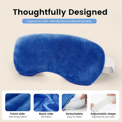 Microwave Heated Eye Mask, Steam Warm Compress for Dry Eyes, Work with Relieve, Blepharitis & Stye Treatment (Blue)