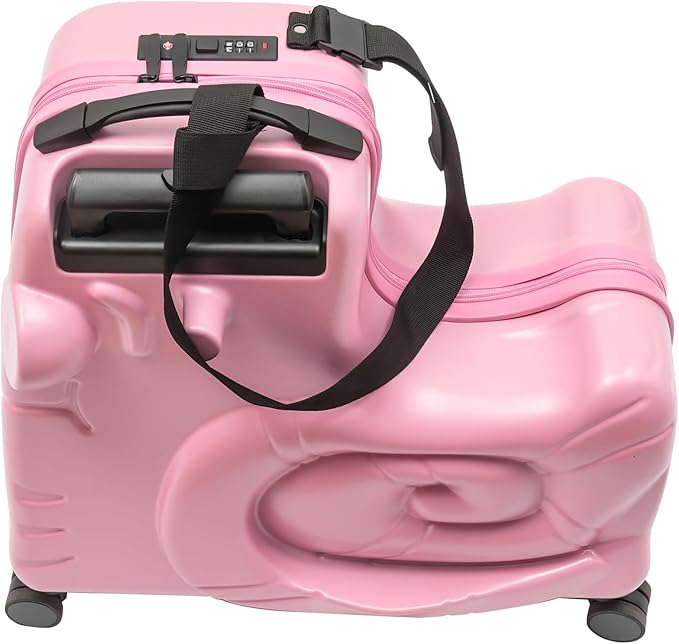 DNYSYSJ 20" Children's Ride On Luggage, Kid's Trolley Suitcase with Universal Wheels and Password Lock, Carry On Luggage Rolling Luggage, Aged 1-6 Years, ABS+PC (Pink, Snail Pattern)