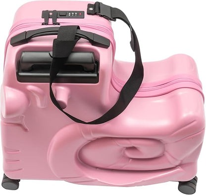DNYSYSJ 20" Children's Ride On Luggage, Kid's Trolley Suitcase with Universal Wheels and Password Lock, Carry On Luggage Rolling Luggage, Aged 1-6 Years, ABS+PC (Pink, Snail Pattern)