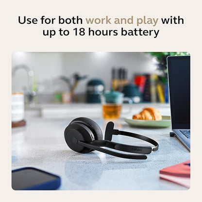 Jabra Evolve2 55 Mono Wireless Headset with Charging Stand AirComfort Technology, Noise-Cancelling Mics & Active Noise Cancellation - Works with UC Platforms Such as Zoom & Google Meet - Black