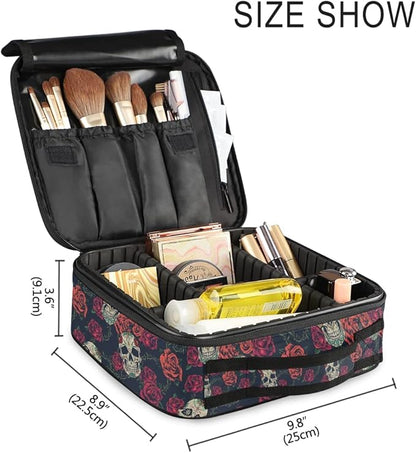 MNSRUU Women Makeup Bag Rose Gothic Skull Makeup Bag Organizer Travel Cosmetic Bag for Teenage Girl Clear Make Up Bags with Zipper