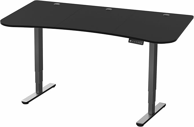 VIVO Electric 63 x 32 in Dual Motor Standing Desk, Memory Height Adjustment, 2B Series, Black Carbon Fiber Top Black Frame, DESK-KIT-2B1R