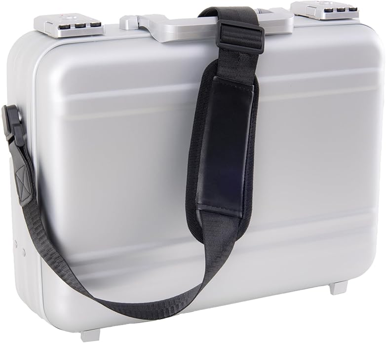 Metal Briefcase with Removable Shoulder Strap 14 Inch Laptop Brief Case Business Case Lawyer Briefcases