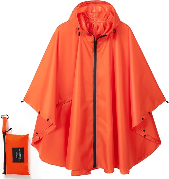 Fashion Hooded Rain Poncho Waterproof Raincoat Jacket with pocket for Women/Men/Adult
