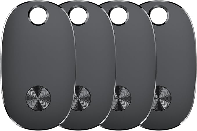 Tracker Tags-4 Pack, Bluetooth Tracker Works with Apple Find My APP (iOS Only), Keys Finder and Item Locator for Luggage, Backpack, Suitcases, Replaceable Battery, IP67 Waterproof weTag pro