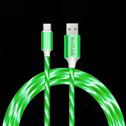 USB Cable PD Fast Charger Lighted Up (USB A to C Green),Mobile Phone Data Cable, Charging Cable, Supports Data Transfer, 39-inch, TPE Material, Compatible with Almost All Type-C Devices.
