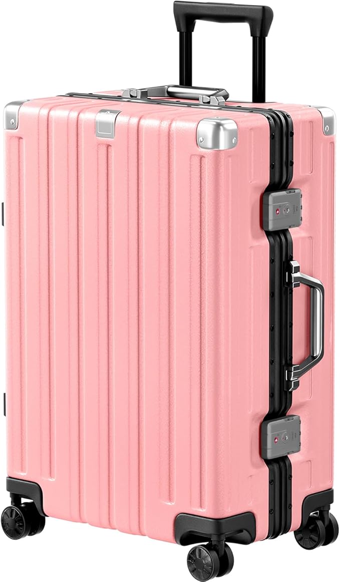 Krute Carry On Luggage 20 inch Aluminum Frame Luggage with Spinner Wheels Hardshell No Zipper PC+ABS TSA Lock Zipperless Suitcases