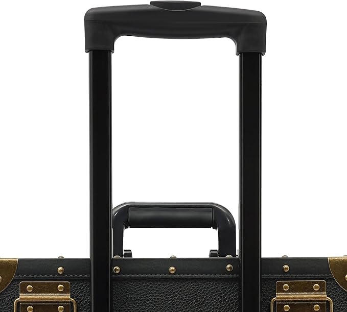 Beauty Rolling Makeup Train Case, Professional Lockable Rolling Salon Luggage, Retro-Rolling Cart Storage Organizer Trolley Make Up Case, 4 Universal Wheels, Retractable Rod, Buckle (Black)