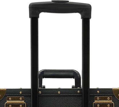 Beauty Rolling Makeup Train Case, Professional Lockable Rolling Salon Luggage, Retro-Rolling Cart Storage Organizer Trolley Make Up Case, 4 Universal Wheels, Retractable Rod, Buckle (Black)