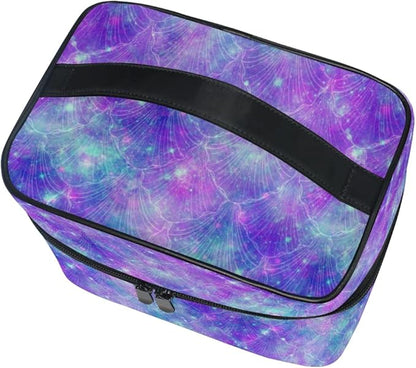 Makeup Bag, Mermaid Fantasy Space Travel Makeup Organizer Bag Cosmetic Cases Toiletry Bags for Girl Women Ladies