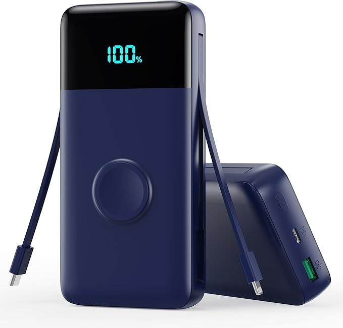 Portable Charger 40800mAh for iPhone with Built-in Cable and iWatch Charger, 25W PD Fast Charging USB C Power Bank,Travel Camping Essentials Battery Pack for iPhone 17/16/15/14/13,Android,Apple Watch