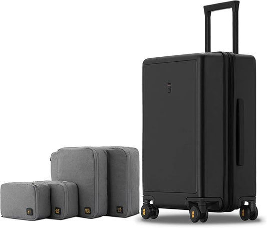 LEVEL8 Elegance Carry-on Suitcase, 20 Inch Carry on Luggage, Hardside Large Suitcases with Wheels, Tavel Bag with Tsa Lock, Black