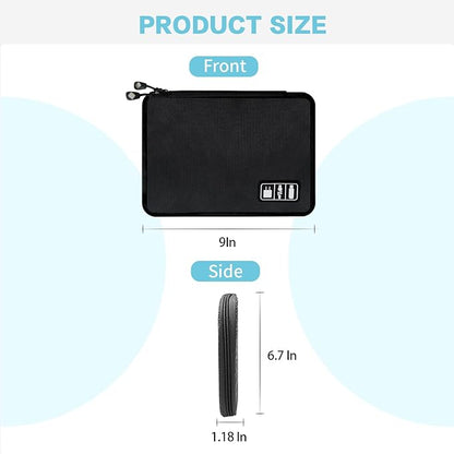 Electronics Travel Organizer,Portable Waterproof Electronic Travel Storage Bag for Small Charging Cord Storage,Charger,SD Card etc,for Travel,Business -Black Green