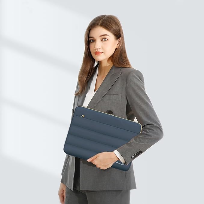 MOSISO 15-15.6 inch Laptop Case, 16 inch Puffy Laptop Sleeve Compatible with MacBook Pro 16, HP Dell ASUS Acer Toshiba Lenovo Notebook Computer, Polyester Horizontal Bag with Small Case, Haze Blue