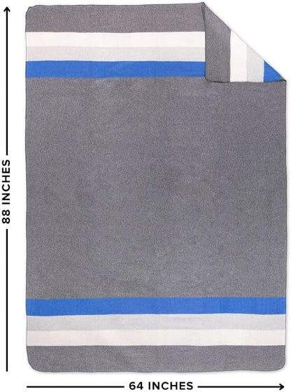 Arcturus Rainier Wool Blanket - 4.5lbs Warm, Heavy, Washable, Large | Great for Camping, Outdoors, Survival & Emergency Kits (White Blue Gray)
