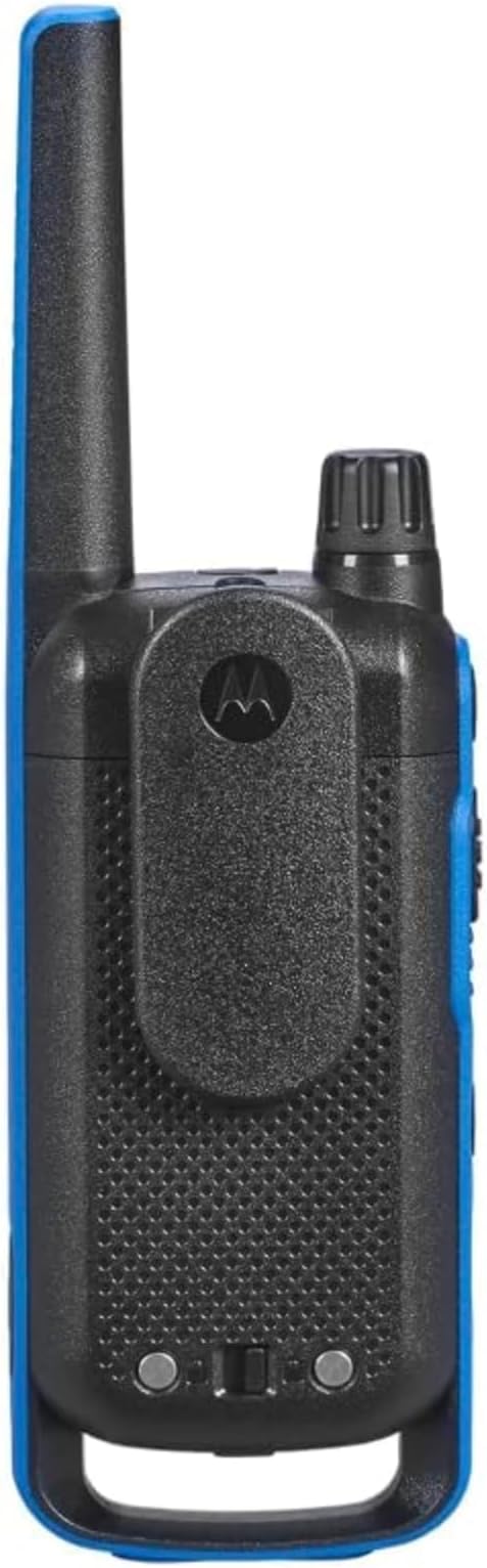 Motorola Solutions, Talkabout T802, Portable FRS Two Way Radio 4 Pack Walkie Talkies Blue/Black 22 Channels Bluetooth Capable Rechargeable 4 Remote Speaker Mics